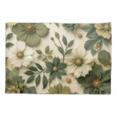 Sloopkussen groene bloemen patroon kussensloop (Achterkant-Links)