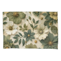 Sloopkussen groene bloemen patroon