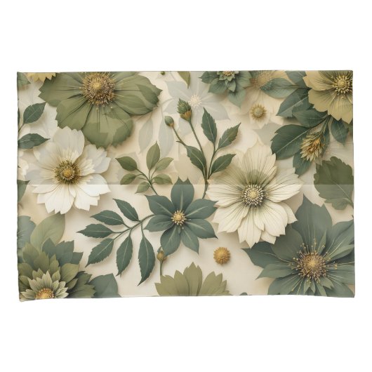 Sloopkussen groene bloemen patroon kussensloop (Voorkant-Rechts)