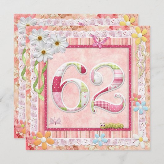 sloopstijl voor 62e verjaardag kaart (Voorkant / Achterkant)
