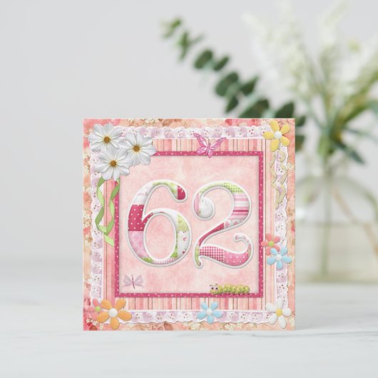 sloopstijl voor 62e verjaardag kaart (Staand voorkant)