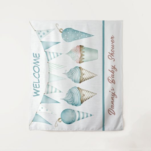 Slopen Welkomst Tapijt Jongens Baby Shower Wandkleed (Voorkant)