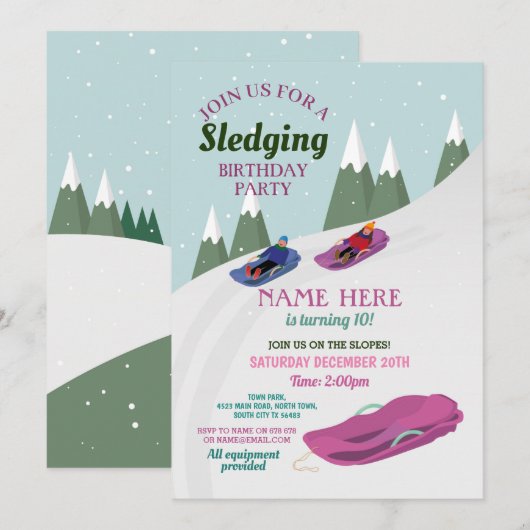 Slopes Sneeuw voor meisjes die de Birthday-wedstri Kaart (Voorkant / Achterkant)