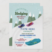 Slopes Snow Invitation Slaping Birthday Kaart (Voorkant / Achterkant)