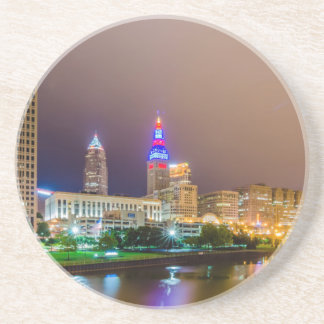 sloppenwijk en ohio sity skyline in het centrum zandsteen onderzetter