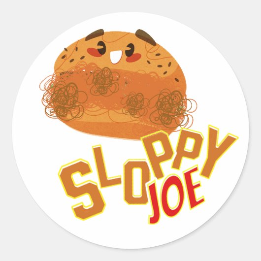Sloppy Joe Sandwich Grappig & Schattig Sloppy Joe Ronde Sticker (Voorkant)