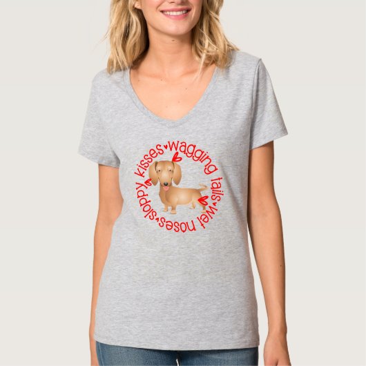 Sloppy kisses, cute Dachshund T-shirt (Voorkant)