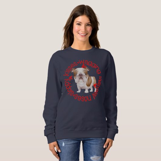 Sloppy kusjes, bulldog, basic sweatshirt (Voorkant volledig)