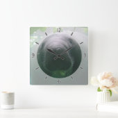 Sloppy Manatee Clock Square Vierkante Klok (Huis)