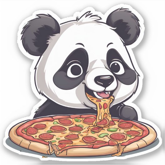 Sloppy Pizza Panda Waterdicht Sticker (Voorkant)