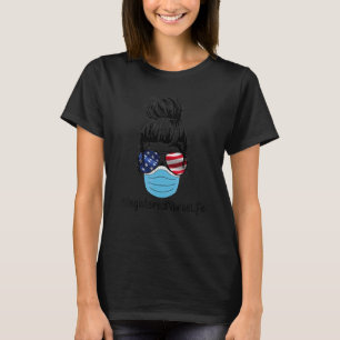 Slordig Haar Verpleegster Leven Draag Maskers Bril T-shirt