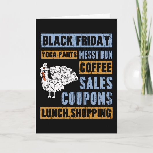 Slordige Bun Black Friday Thanksgiving Yoga Broek Kaart (Voorkant)