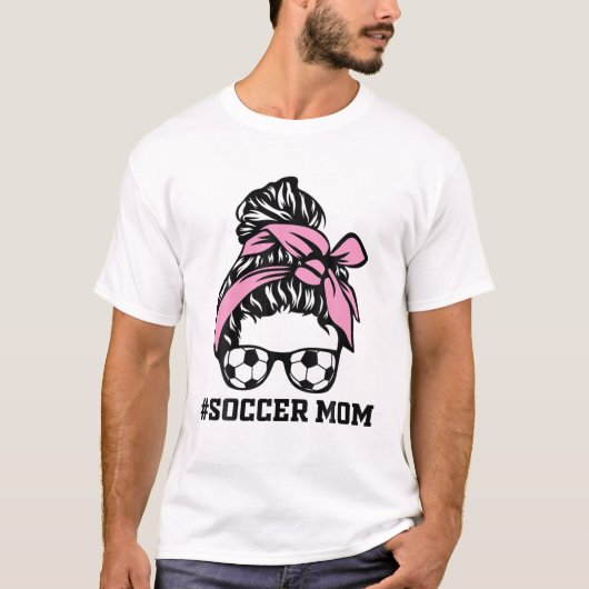 Slordige Bun Voetbal Moeder Leven Wedstrijd Dag Ch T-shirt (Voorkant)