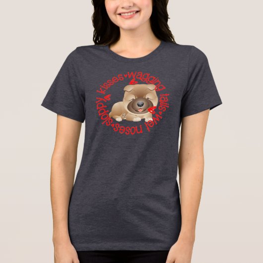 Slordige kussen, chow chow, Tri-Blend shirt (Voorkant)