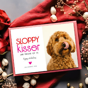 Slordige Kusser Hond Foto Valentijnskaarten Feestdagenkaart