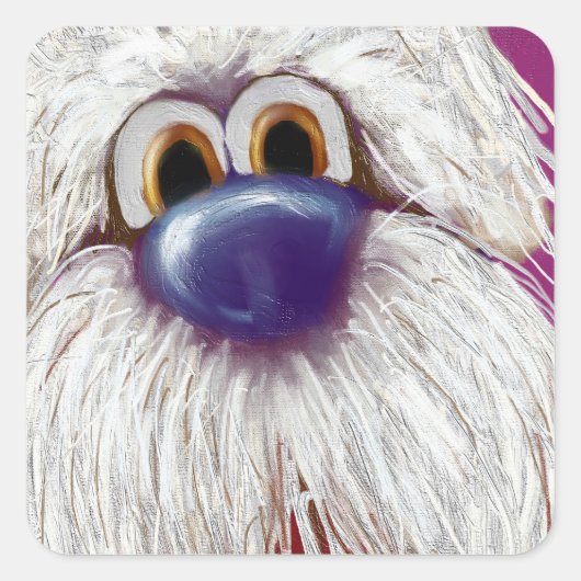 Slorpy blije enthousiaste hond Digitale olieverf s Vierkante Sticker (Voorkant)