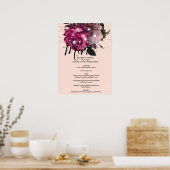 Slot Light Burgundy flower Menu Sign. Poster (Keuken)
