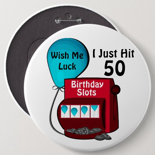 Slot Machine 50ste verjaardag Ronde Button 6,0 Cm (Voorkant /achterkant)
