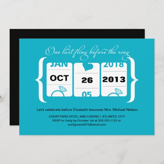 Slot Machine Bachelorette Party in Vegas Kaart (Voorkant / Achterkant)