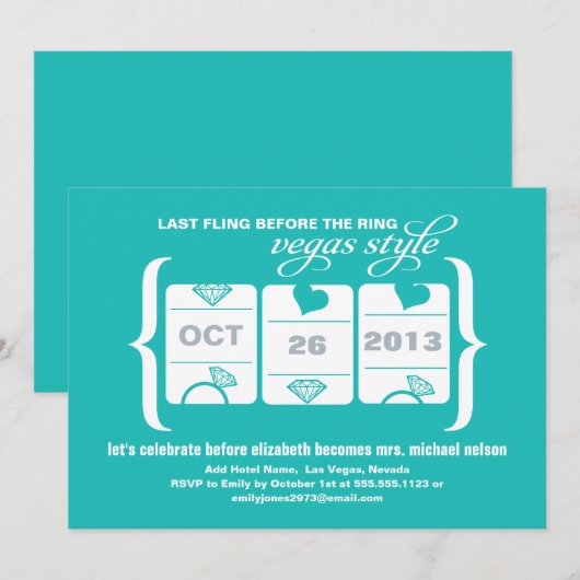 Slot Machine Bachelorette Party in Vegas Kaart (Voorkant / Achterkant)