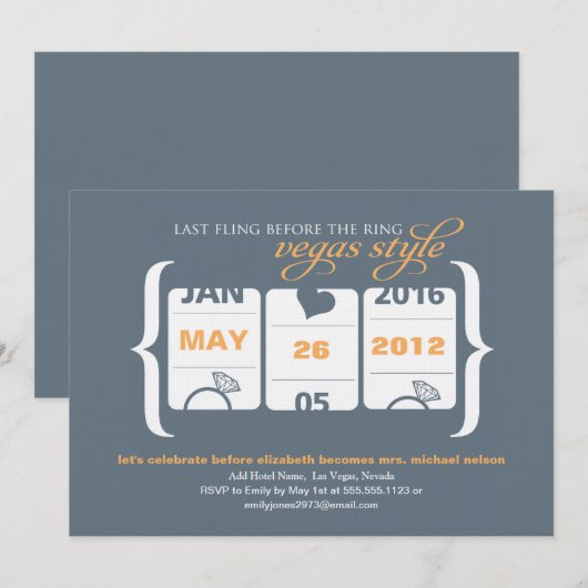 Slot Machine Bachelorette Party in Vegas Kaart (Voorkant / Achterkant)