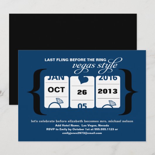 Slot Machine Bachelorette Party in Vegas Kaart (Voorkant / Achterkant)