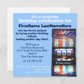 Slot Machine Birthday Party Kaart (Voorkant / Achterkant)