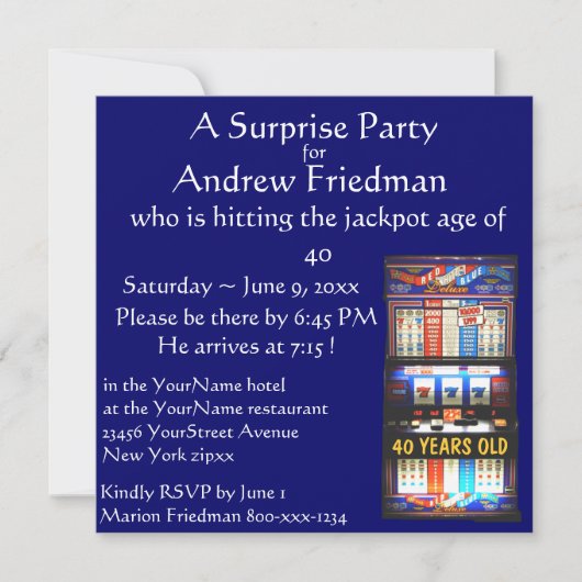 Slot Machine Birthday Party Winner Kaart (Voorkant)