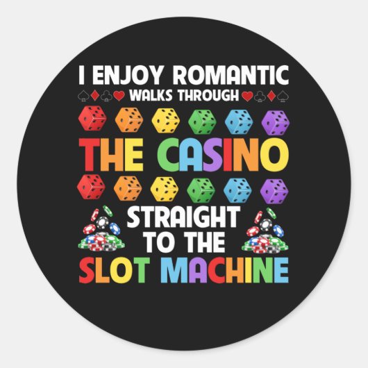 Slot Machine Gambling Casino Gambler Vegas Ronde Sticker (Voorkant)