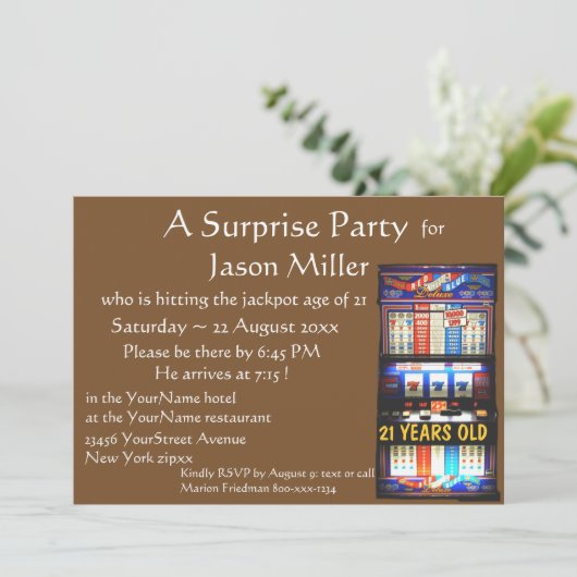 Slot Machine Jackpot 21e verjaardag Kaart (Staand voorkant)