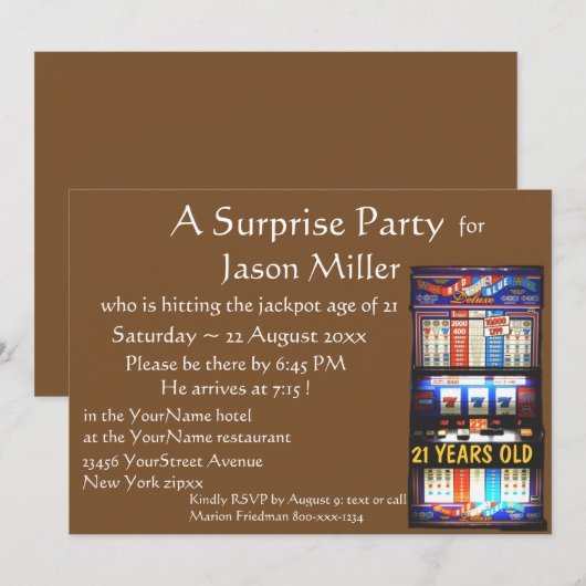 Slot Machine Jackpot 21e verjaardag Kaart (Voorkant / Achterkant)