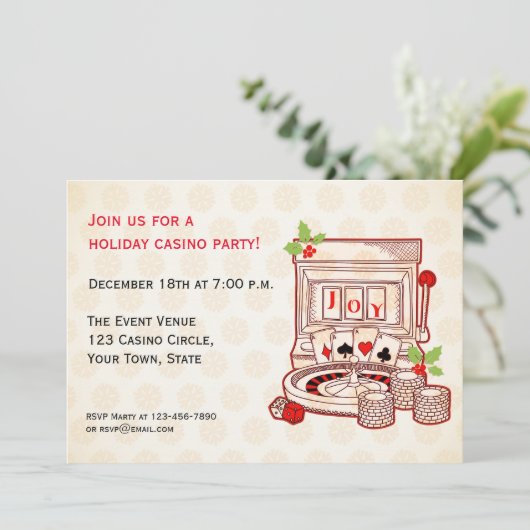 Slot Machine Joy Holiday Uitnodiging (Staand voorkant)
