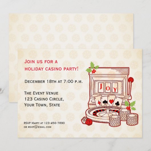 Slot Machine Joy Holiday Uitnodiging (Voorkant / Achterkant)