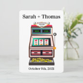 Slot Machine Lucky in Love Save the Date Kaart (Staand voorkant)