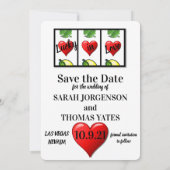 Slot Machine Lucky in Love Save the Date Kaart (Achterkant)