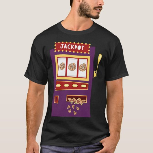 Slot Machine Pizza Jackpot Grappig Gokken Pizza Fo T-shirt (Voorkant)