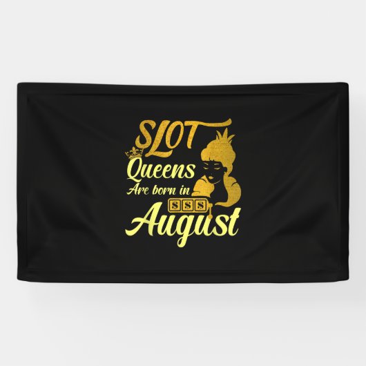 Slot Machine Queen August Birthday Spandoek (Horizontaal)