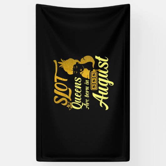 Slot Machine Queen August Birthday Spandoek (Verticaal)