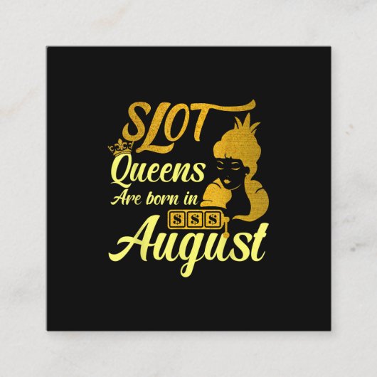 Slot Machine Queen August Birthday Vierkante Visitekaartje (Voorkant)