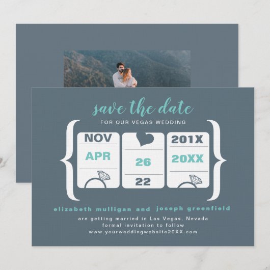 Slot Machine Save the Date - Weddenschap (Voorkant / Achterkant)