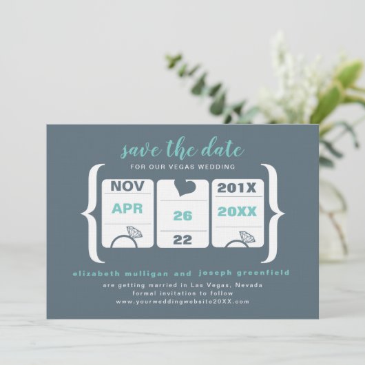 Slot Machine Save the Date - Weddenschap (Staand voorkant)