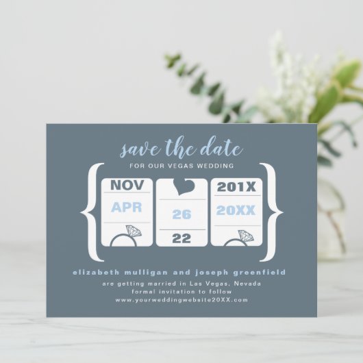 Slot Machine Save the Date - Weddenschap (Staand voorkant)