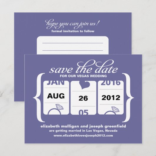 Slot Machine Save the Date - Weddenschap Aankondigingskaart (Voorkant / Achterkant)