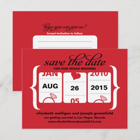 Slot Machine Save the Date - Weddenschap Aankondigingskaart (Voorkant / Achterkant)