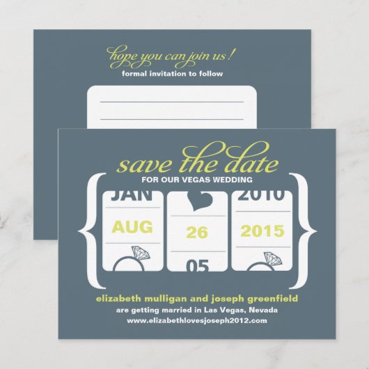 Slot Machine Save the Date - Weddenschap Aankondigingskaart (Voorkant / Achterkant)