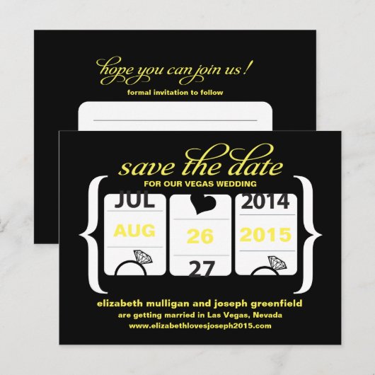 Slot Machine Save the Date - Weddenschap Aankondigingskaart (Voorkant / Achterkant)