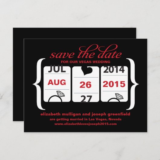 Slot Machine Save the Date - Weddenschap Aankondigingskaart (Voorkant / Achterkant)