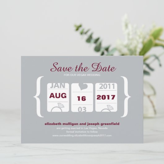 Slot Machine Save the Date - Weddenschap Kaart (Staand voorkant)