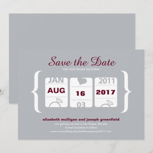 Slot Machine Save the Date - Weddenschap Kaart (Voorkant / Achterkant)