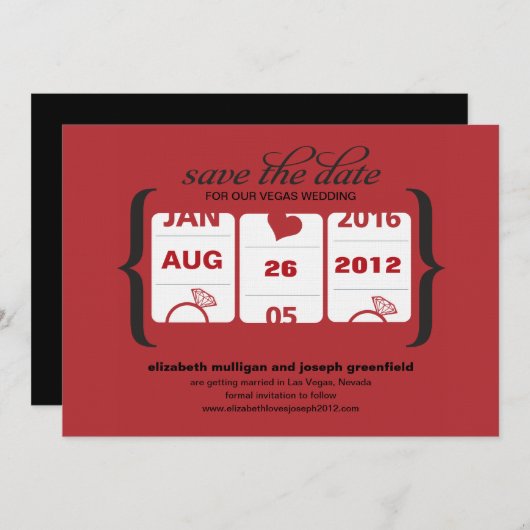 Slot Machine Save the Date - Weddenschap Kaart (Voorkant / Achterkant)